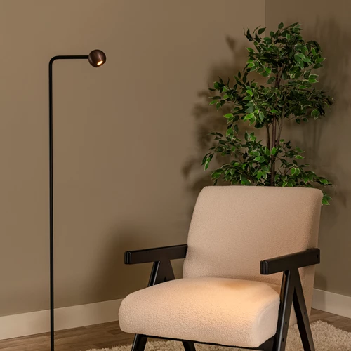 Lucide MONTANA - Vloerlamp - LED Dimb. - 1x6,3W 2700K - Koffie | Premium - sfeer 1
